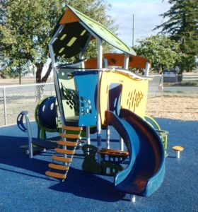 yellow blue and green playground for little kids
