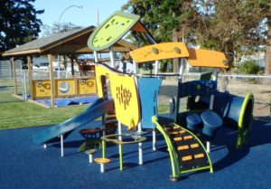 yellow blue and green playground for little kids