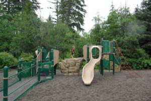 Nature Inspired playground equipment with ramp