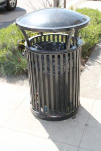 metal trash receptacle