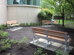 wood and metal bench