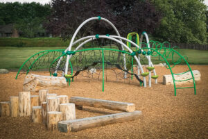 playground made of wood and metal