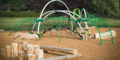 playground made of wood and metal