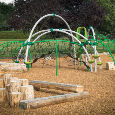 playground made of wood and metal