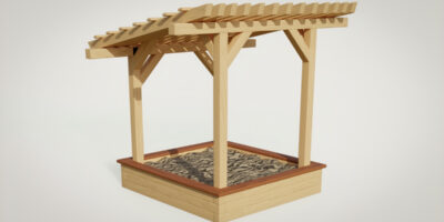 wooden sandbox with roof