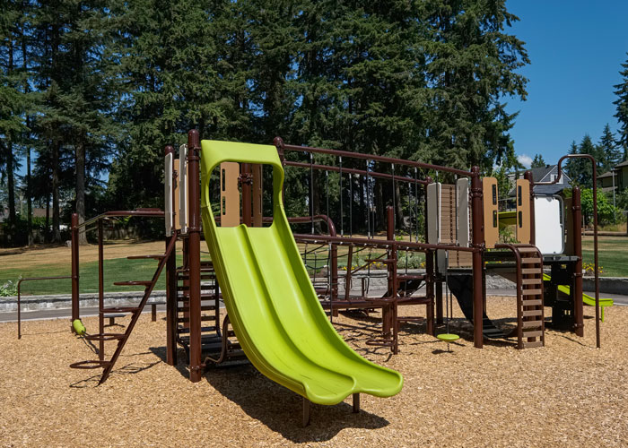 Good-Neighbour play structure with Double Swoosh Slide