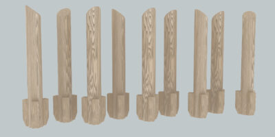 wooden poles for playing on