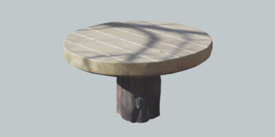 outdoor wooden round table