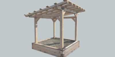 wooden sandbox with roof
