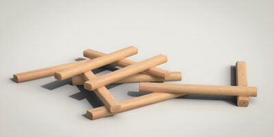 a rendering of natural playground equipment made out of wood