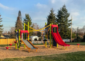 Quinson Park play structure with slides and climbers