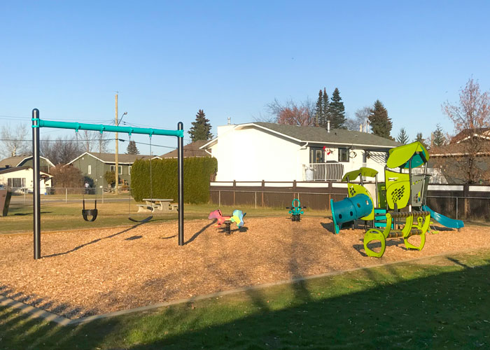 Sanderson Park play structure and swings