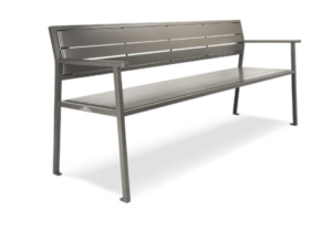 Silver bench with back