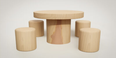 outdoor wooden round table