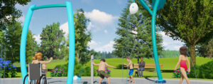 children playing at water park