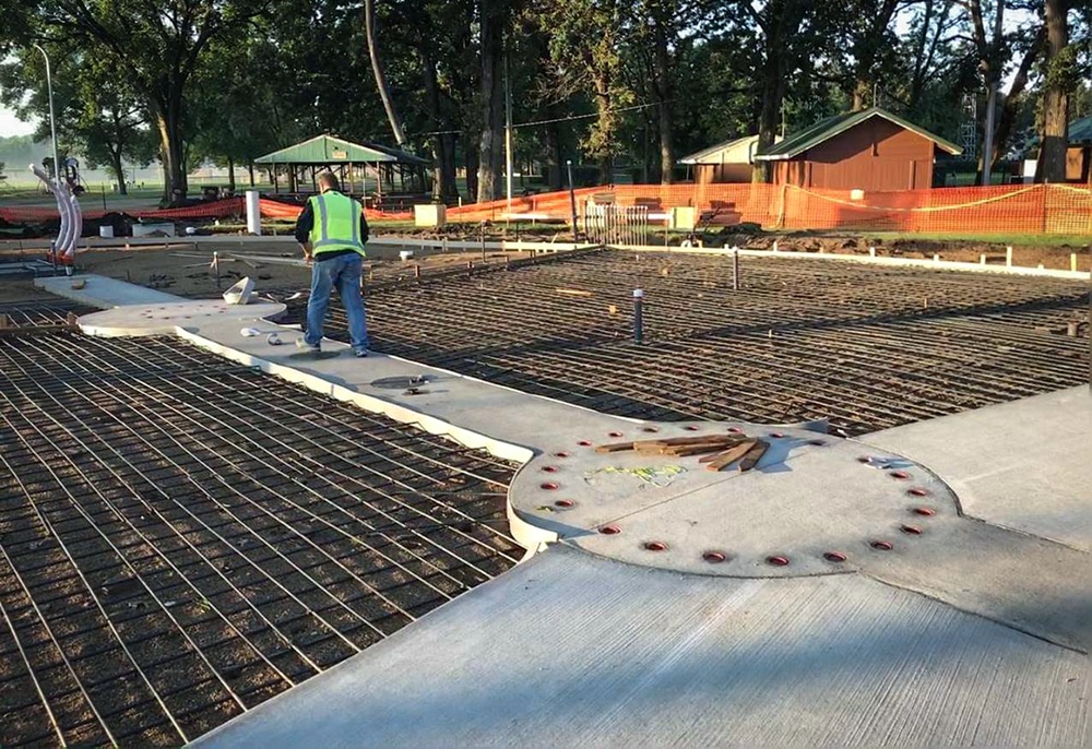 the concrete pad before water components are installed