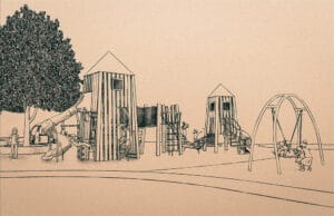 detailed drawing of a playground tower concept