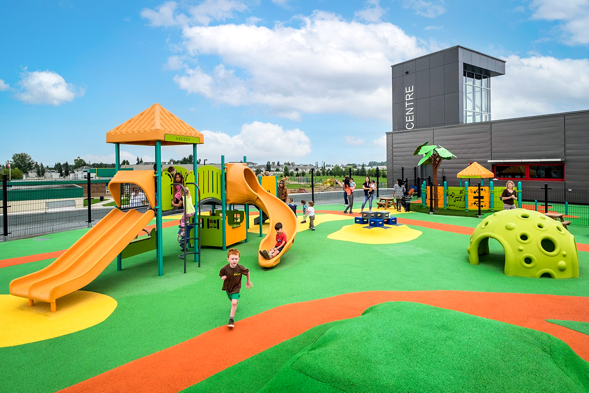 Colourful Rooftop Playground With PIP Rubber