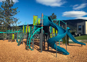 Playground with blue slide