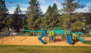 Playground with slides, swings and ZipKrooz