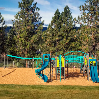 Playground with slides, swings and ZipKrooz