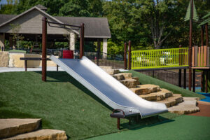 embankment slide with wheelchair transfer benches