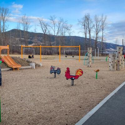 Colourful playground on a mound