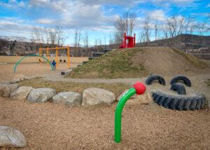 Colourful playground on a mound