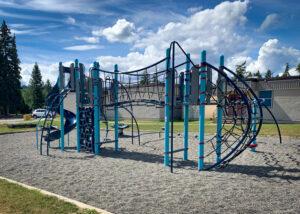 Blue and turquoise playground with spinner