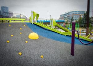 hillside playground with long slides