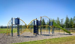 Yellow and blue playground with slide
