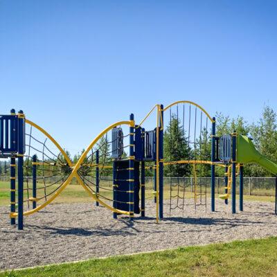 Yellow and blue playground with slide