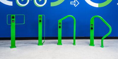 green e-bike charging racks