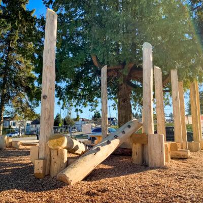 natural custom playground with engineered wood fibre (EWF) surfacing