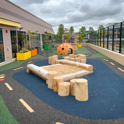 Orange Cozy dome and natural play structures