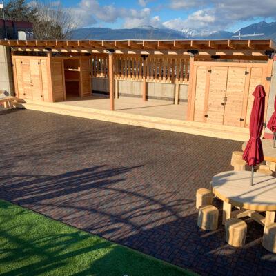 Habitat Systems Natural Structure w/ Stage and customized tables/mud kitchen