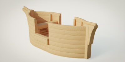 a canoe made out of wood for playgrounds