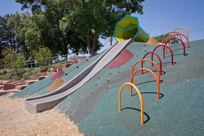 a concrete hillside slide